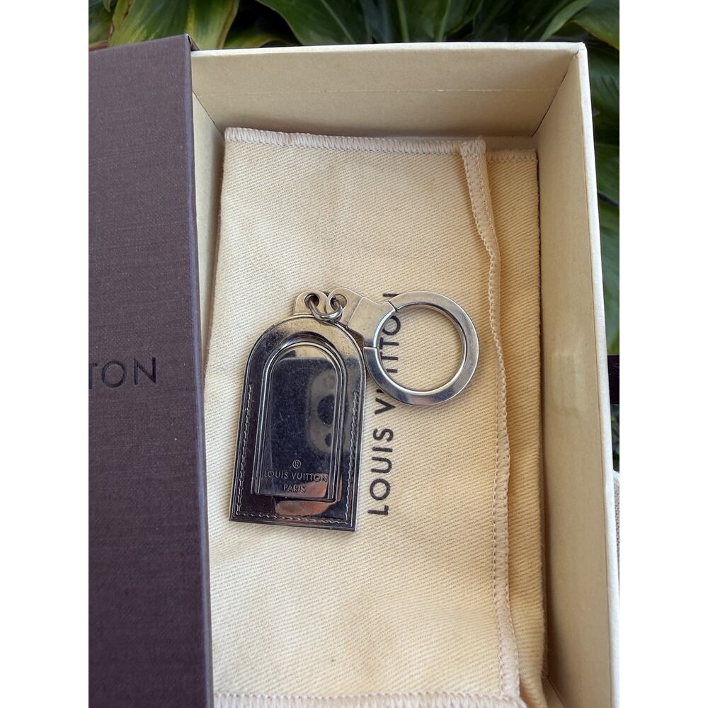 Louis Vuitton Porte-Clés Porte-Adresse Metal Luggage Tag Bag Charm Key Holder